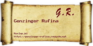 Genzinger Rufina névjegykártya